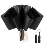 Paraguas Plegable Compacto – Paraguas invertido de Plegado Automático Negro a Prueba de Viento para Hombres, Revestimiento de Teflón 210T Abarca 105cm Paraguas Grande de 10 Varillas Regalos Originales